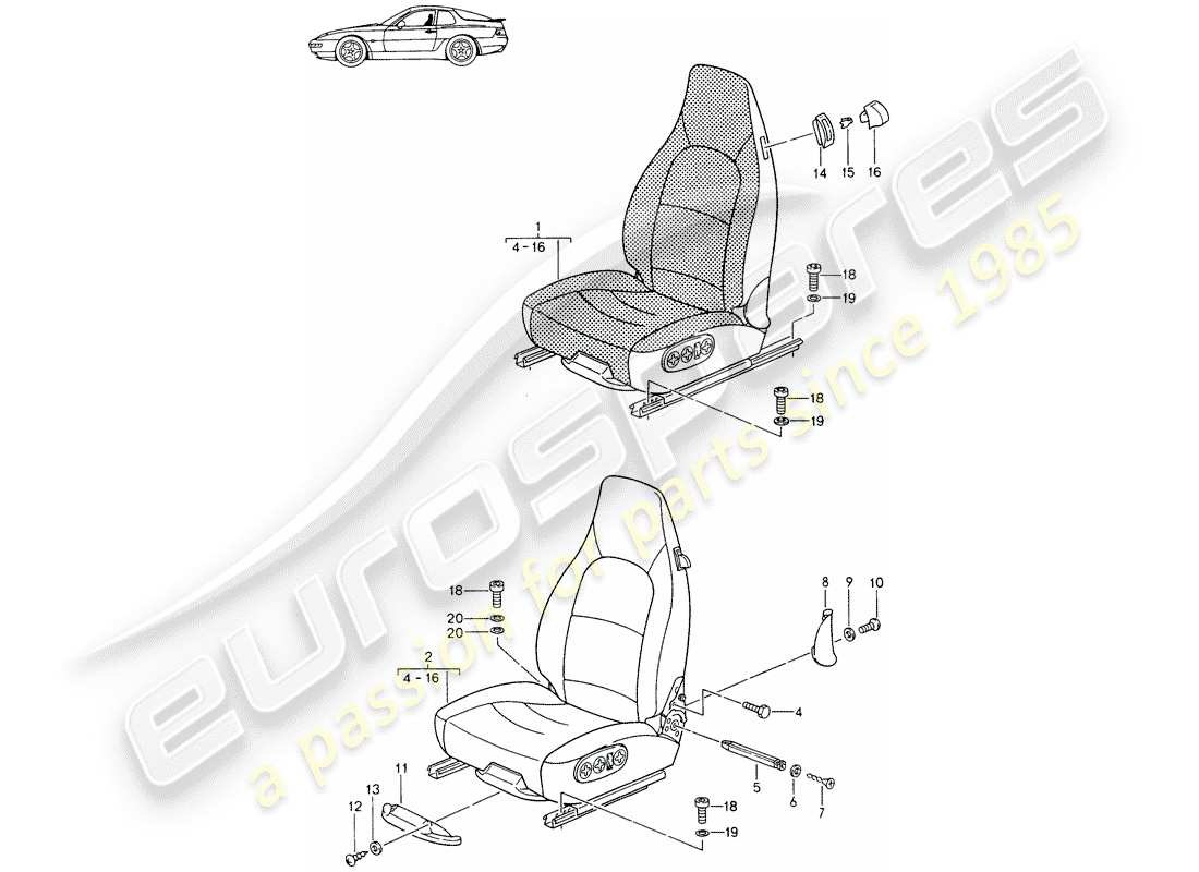 a part diagram from the porsche accessories and tequipment parts catalogue