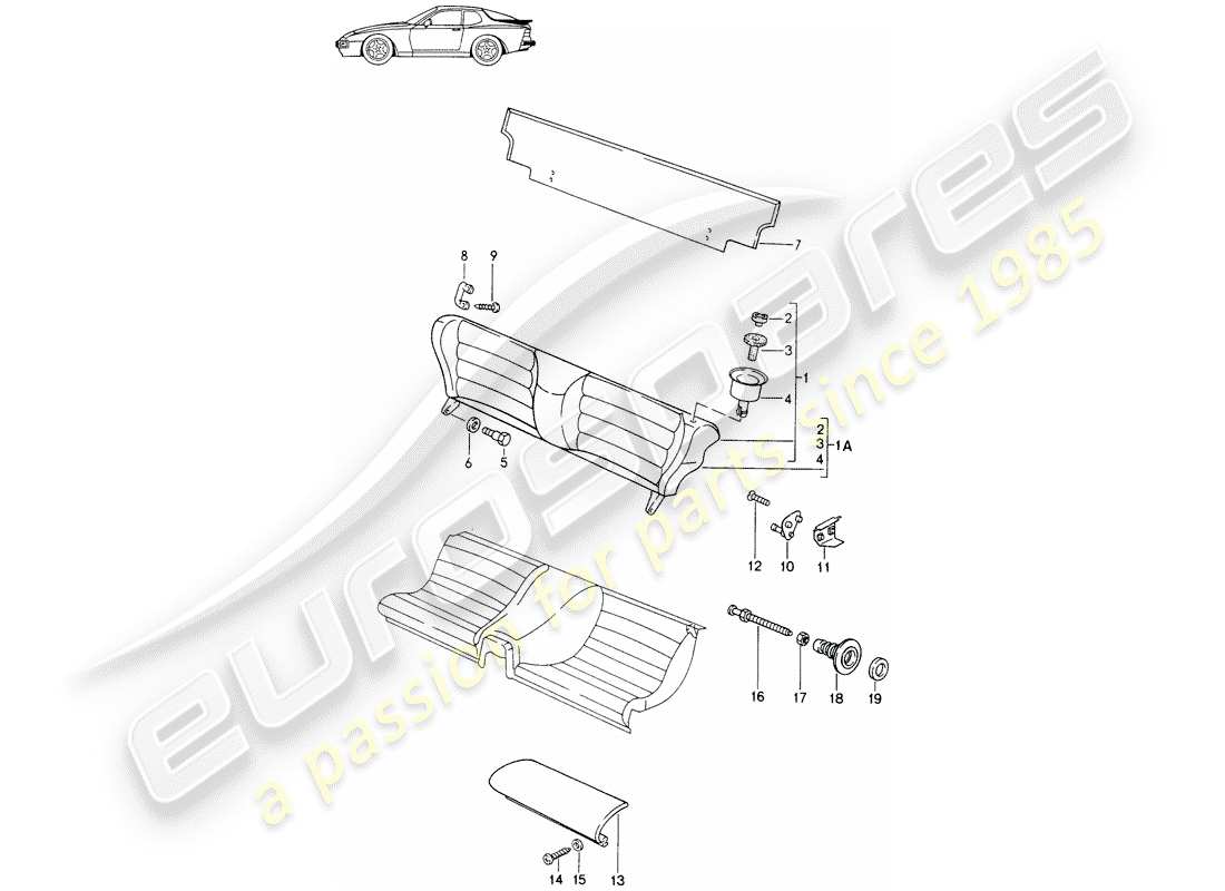 a part diagram from the porsche 1986 (seats for 944/968/911/928) parts catalogue