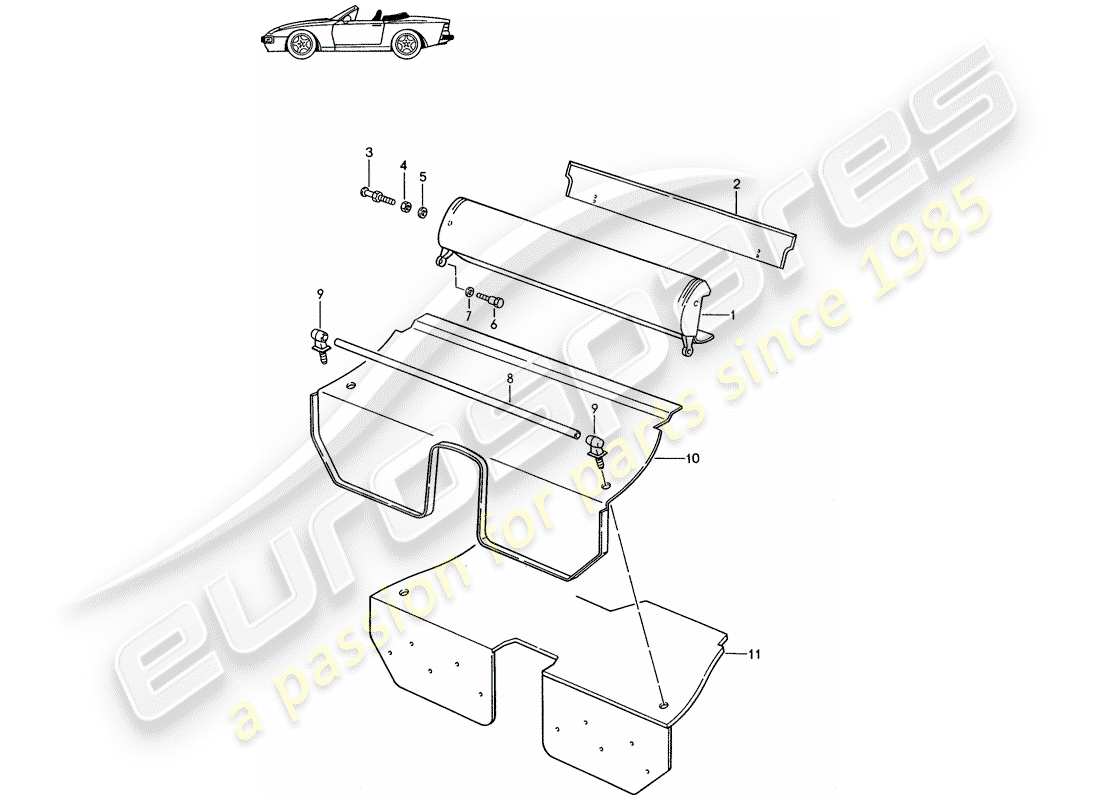 a part diagram from the porsche 1997 (seats for 944/968/911/928) parts catalogue