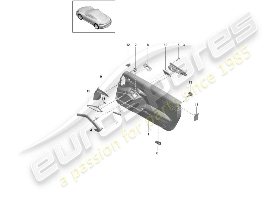 VIEW PARTS DIAGRAMS FROM THE PORSCHE CAYMAN PARTS CATALOGUE a part diagram from the porsche cayman parts catalogue