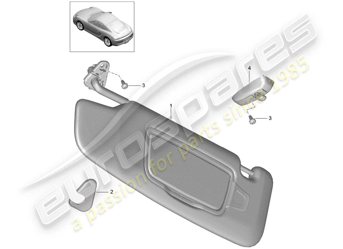 VIEW PARTS DIAGRAMS FROM THE PORSCHE CAYMAN PARTS CATALOGUE a part diagram from the porsche cayman parts catalogue