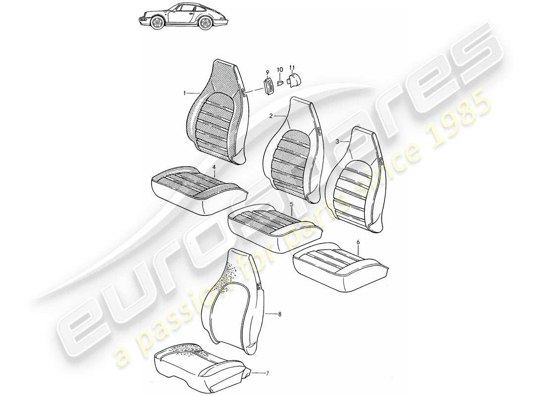 a part diagram from the porsche accessories and tequipment parts catalogue