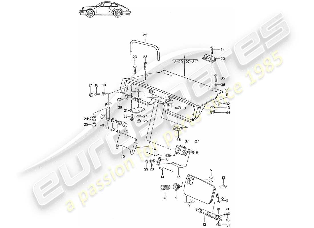 a part diagram from the porsche accessories and tequipment parts catalogue