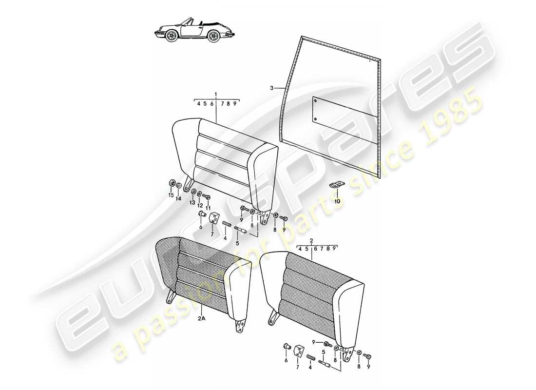 a part diagram from the porsche 1995 (seats for 944/968/911/928) parts catalogue