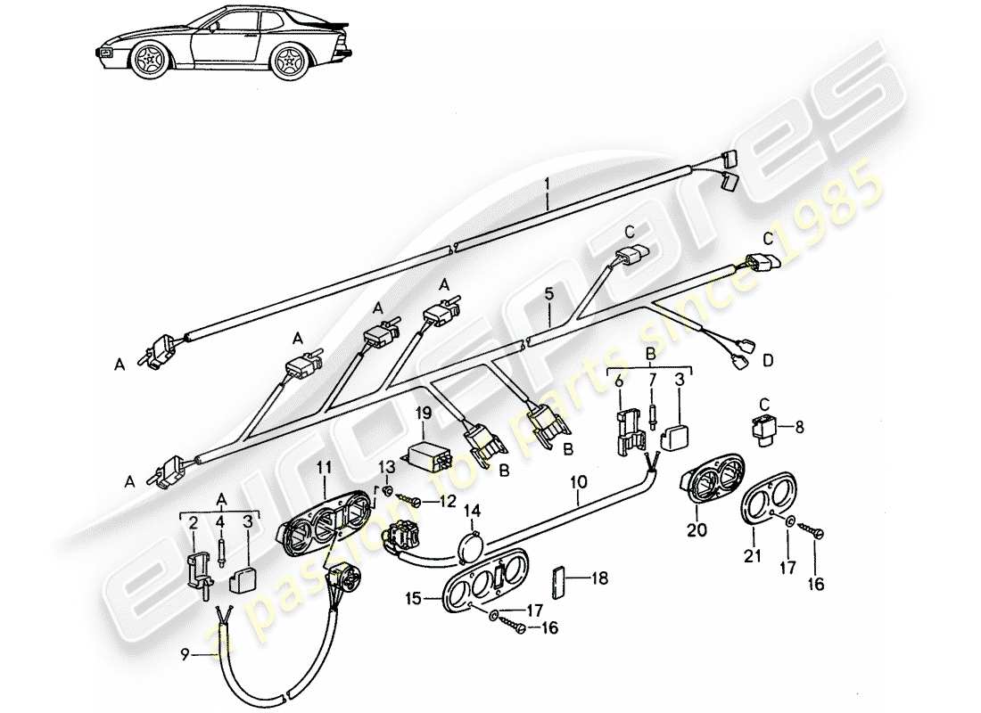 a part diagram from the porsche accessories and tequipment parts catalogue