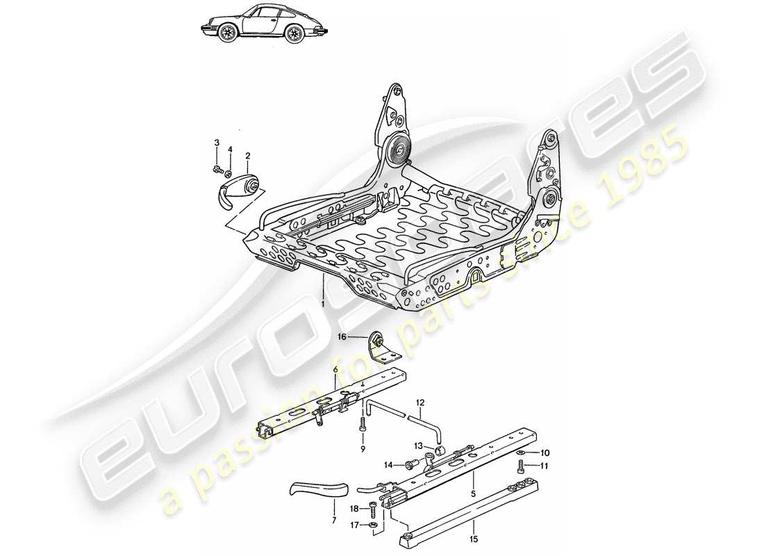 a part diagram from the porsche 1994 (seats for 944/968/911/928) parts catalogue