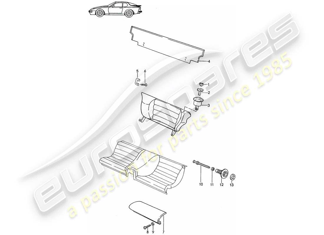 a part diagram from the porsche 1986 (seats for 944/968/911/928) parts catalogue