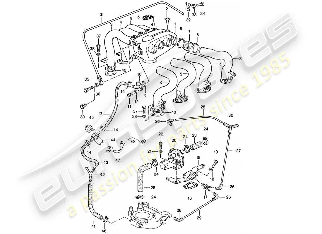 a part diagram from the porsche 928 parts catalogue