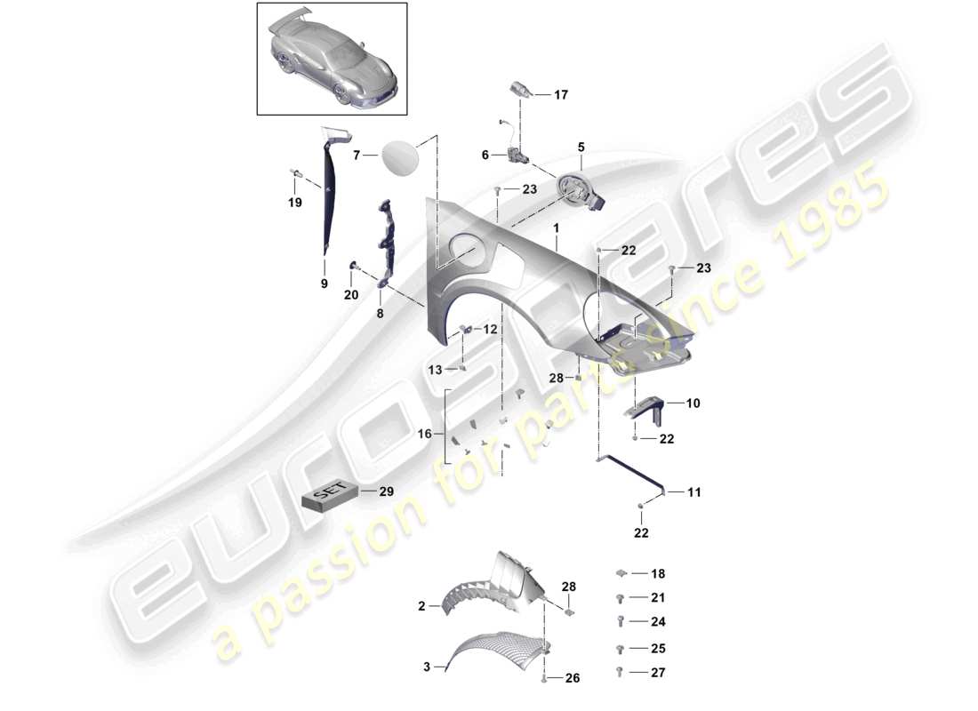 a part diagram from the porsche 991 parts catalogue