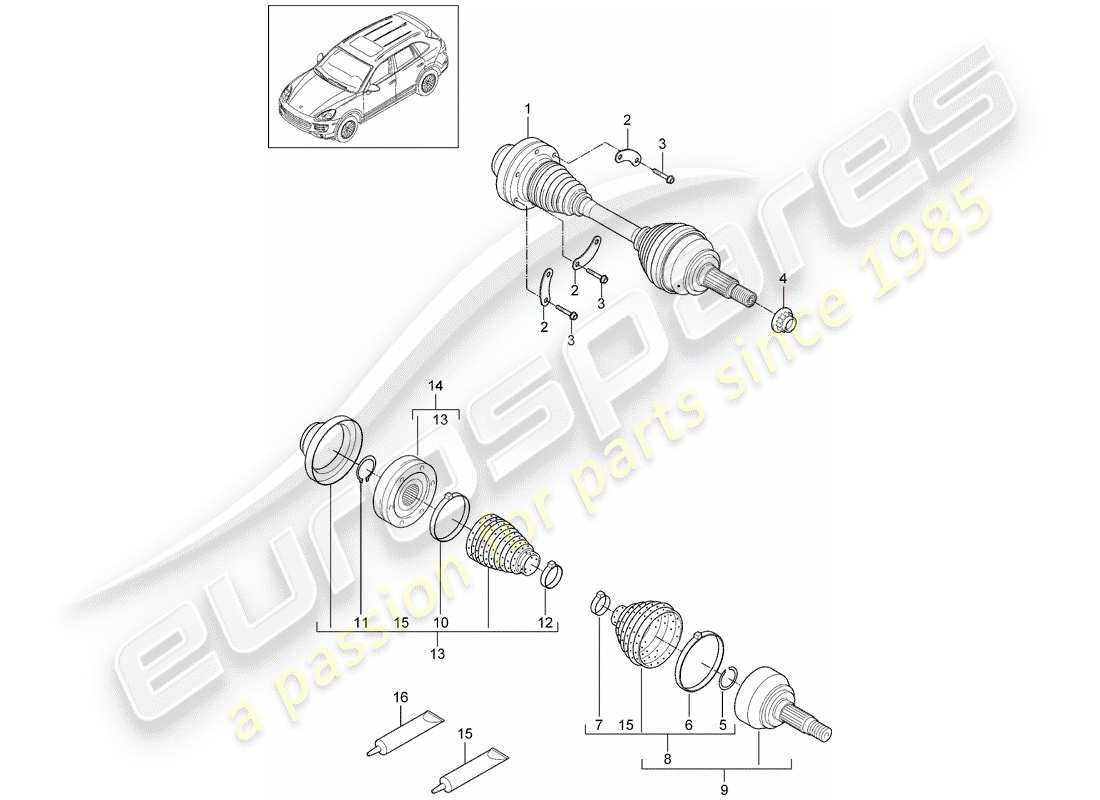 a part diagram from the porsche 2016 (cayenne e2 92a) parts catalogue