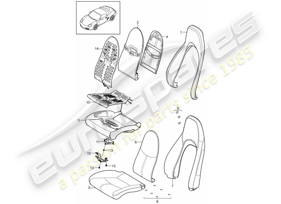 a part diagram from the porsche 2011 (987 boxster) parts catalogue