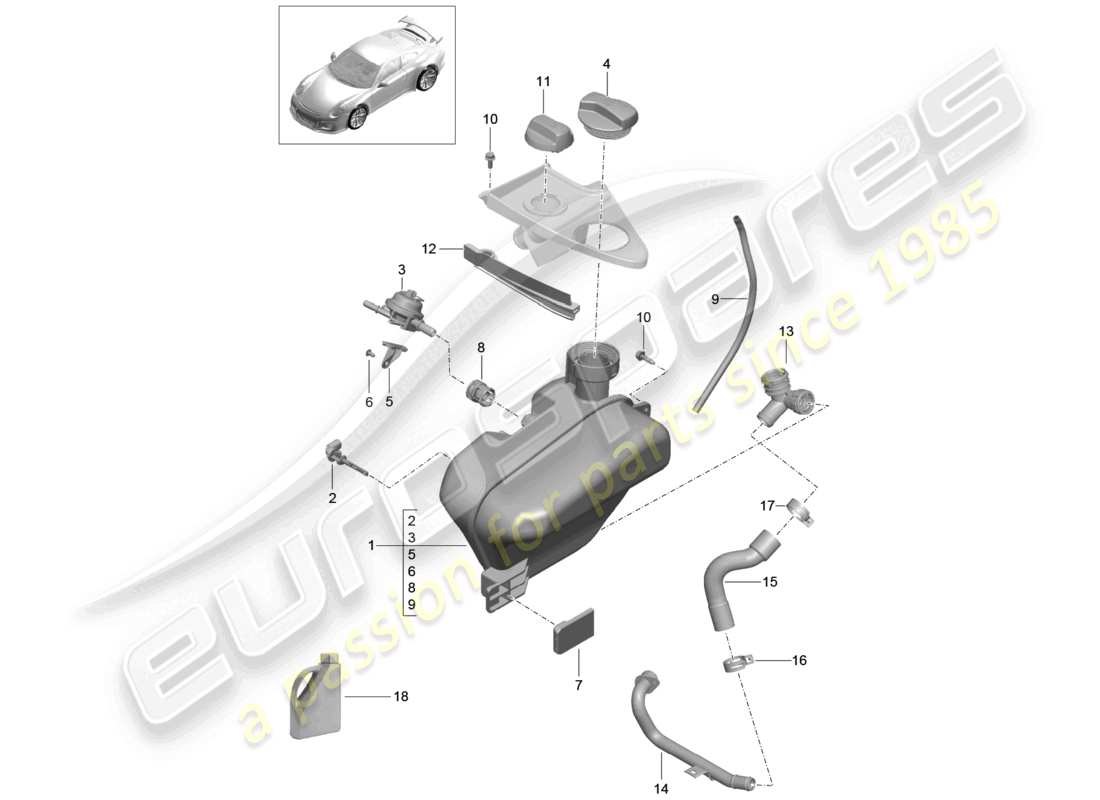 a part diagram from the porsche 991 parts catalogue