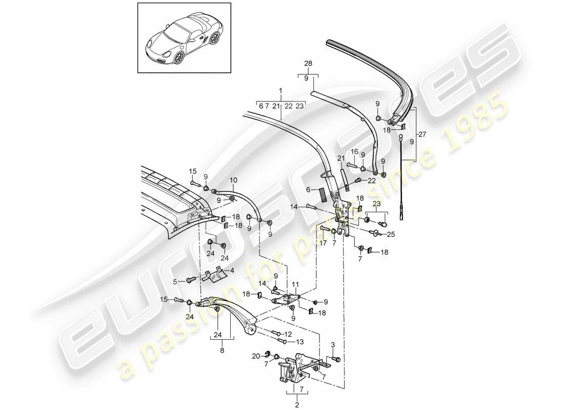 a part diagram from the porsche 2012 (987 boxster) parts catalogue