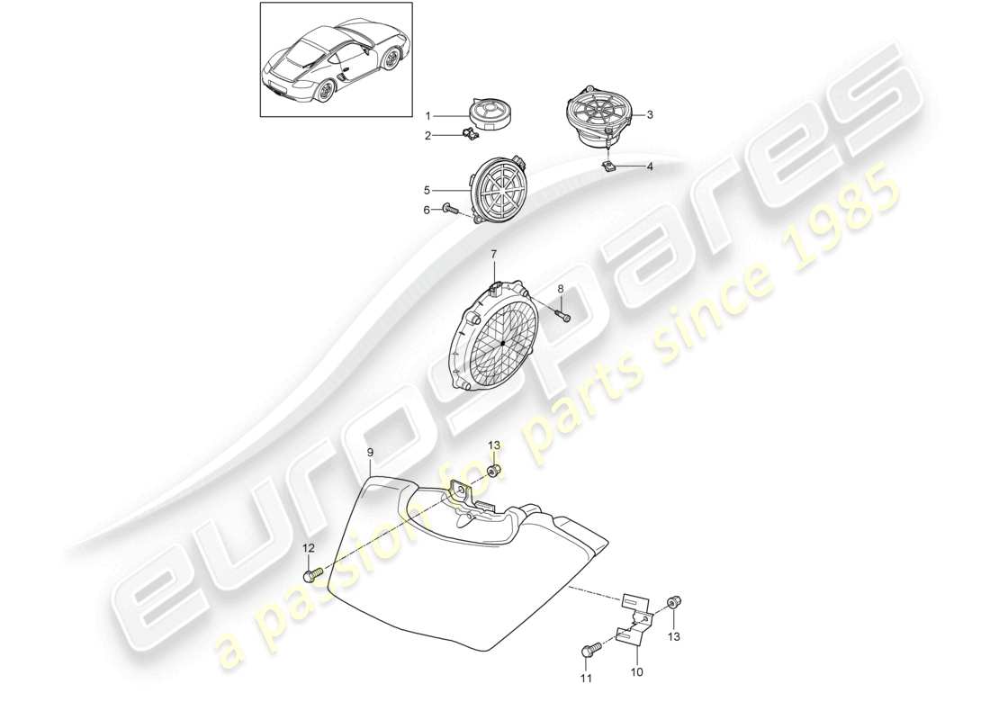 VIEW PARTS DIAGRAMS FROM THE PORSCHE CAYMAN PARTS CATALOGUE a part diagram from the porsche cayman parts catalogue