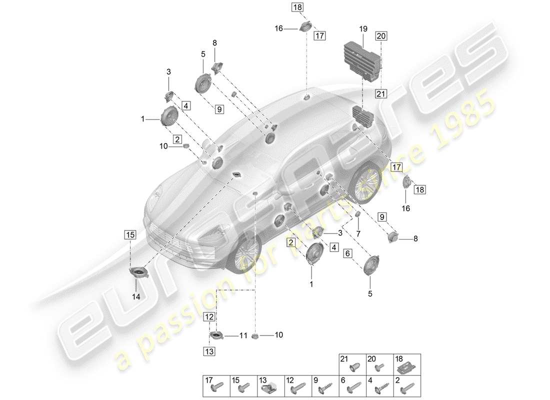 VIEW PARTS DIAGRAMS FROM THE PORSCHE MACAN PARTS CATALOGUE a part diagram from the porsche macan parts catalogue
