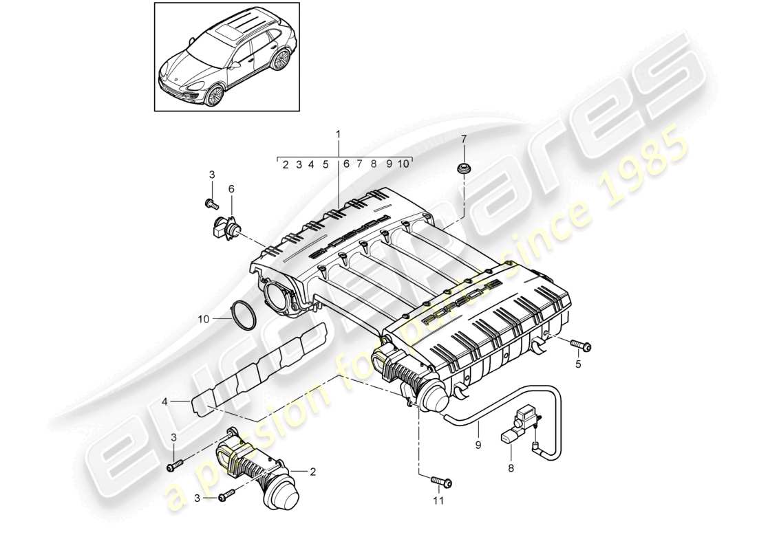 a part diagram from the porsche 2016 (cayenne e2 92a) parts catalogue