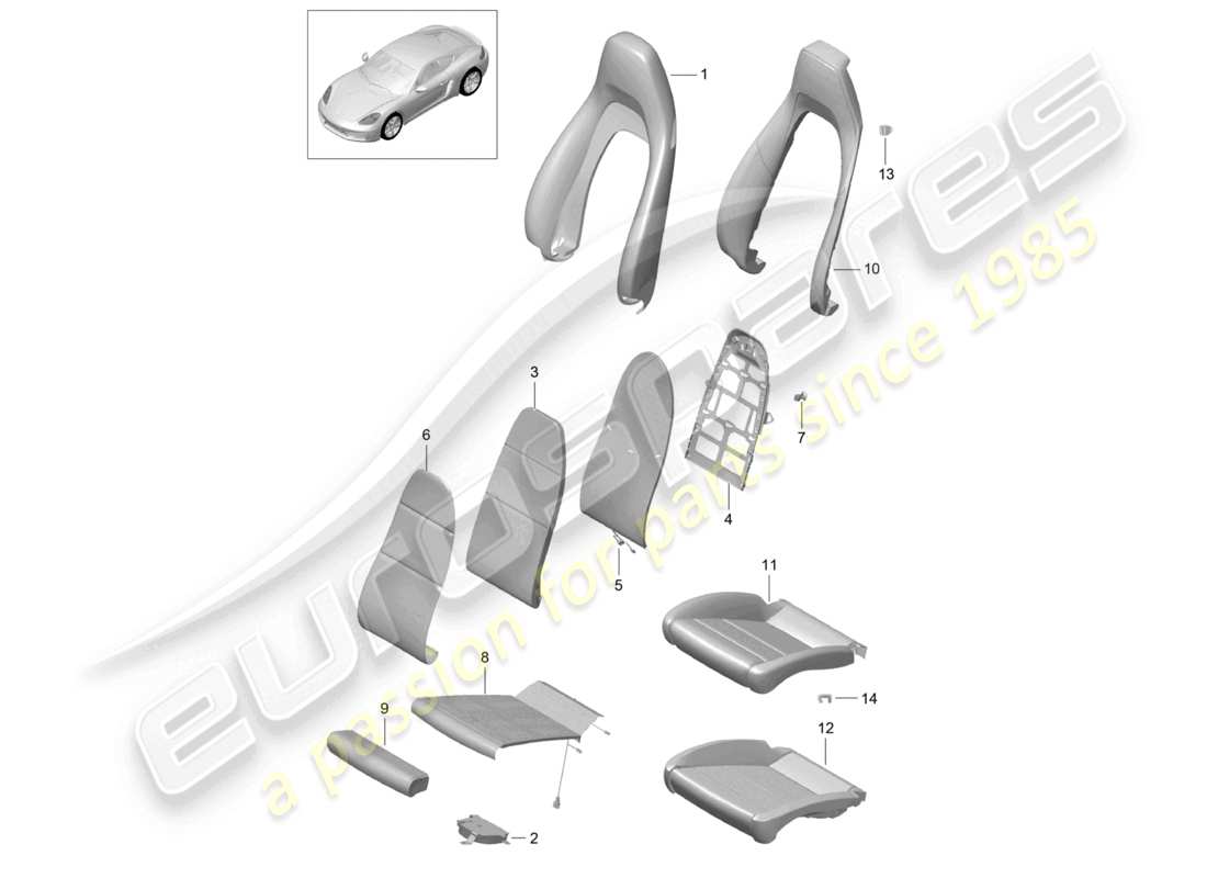 VIEW PARTS DIAGRAMS FROM THE PORSCHE CAYMAN PARTS CATALOGUE a part diagram from the porsche cayman parts catalogue