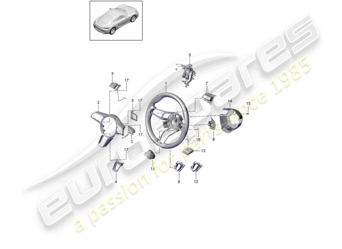 VIEW PARTS DIAGRAMS FROM THE PORSCHE CAYMAN PARTS CATALOGUE a part diagram from the porsche cayman parts catalogue