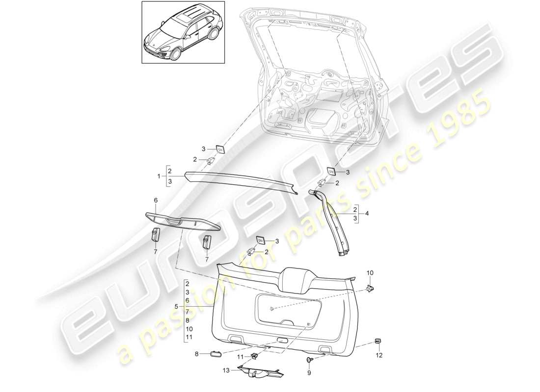 VIEW PARTS DIAGRAMS FROM THE PORSCHE CAYENNE PARTS CATALOGUE a part diagram from the porsche cayenne parts catalogue