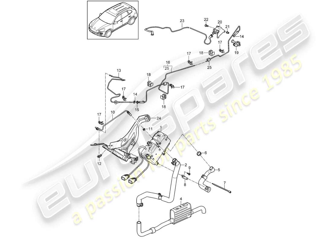 a part diagram from the porsche 2012 (cayenne e2 92a) parts catalogue