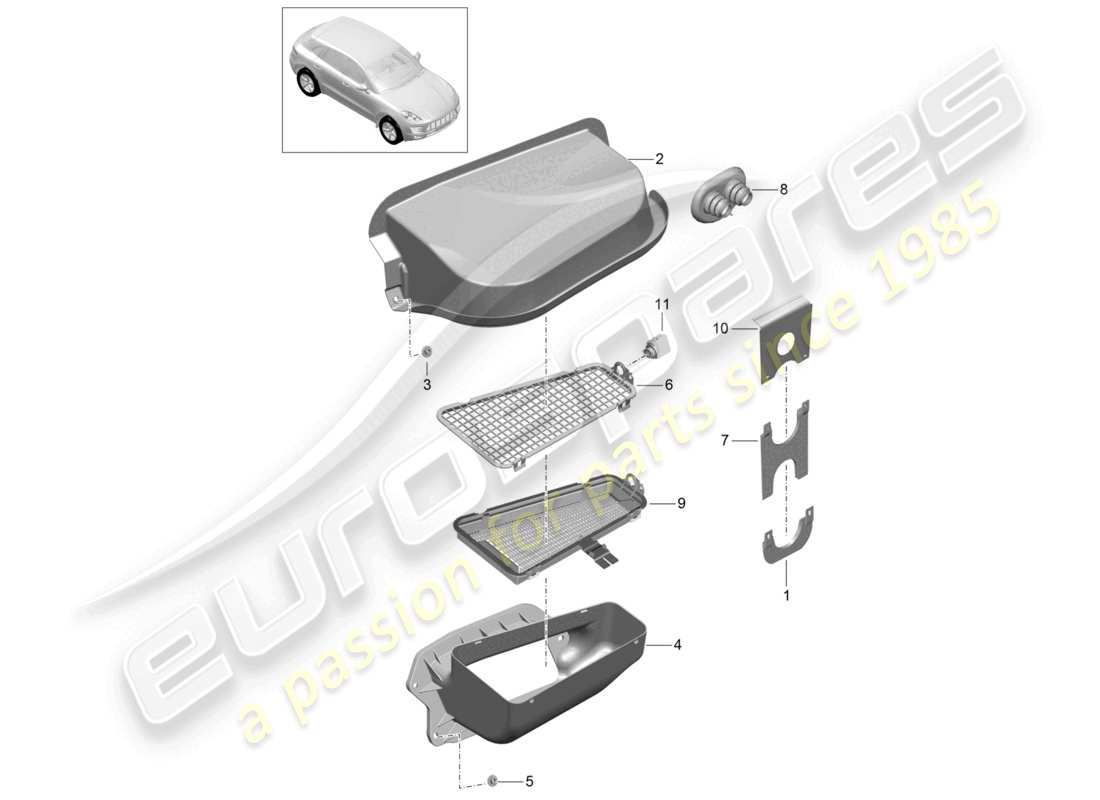 a part diagram from the porsche 2018 (macan) parts catalogue