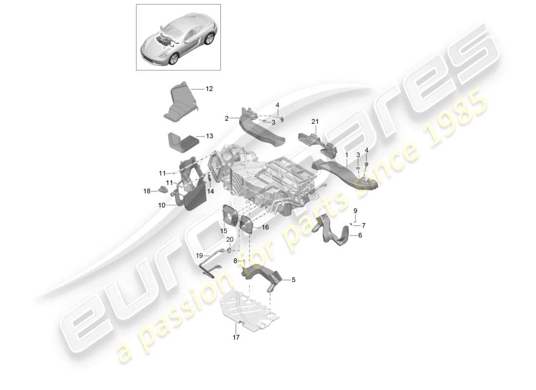 VIEW PARTS DIAGRAMS FROM THE PORSCHE CAYMAN PARTS CATALOGUE a part diagram from the porsche cayman parts catalogue