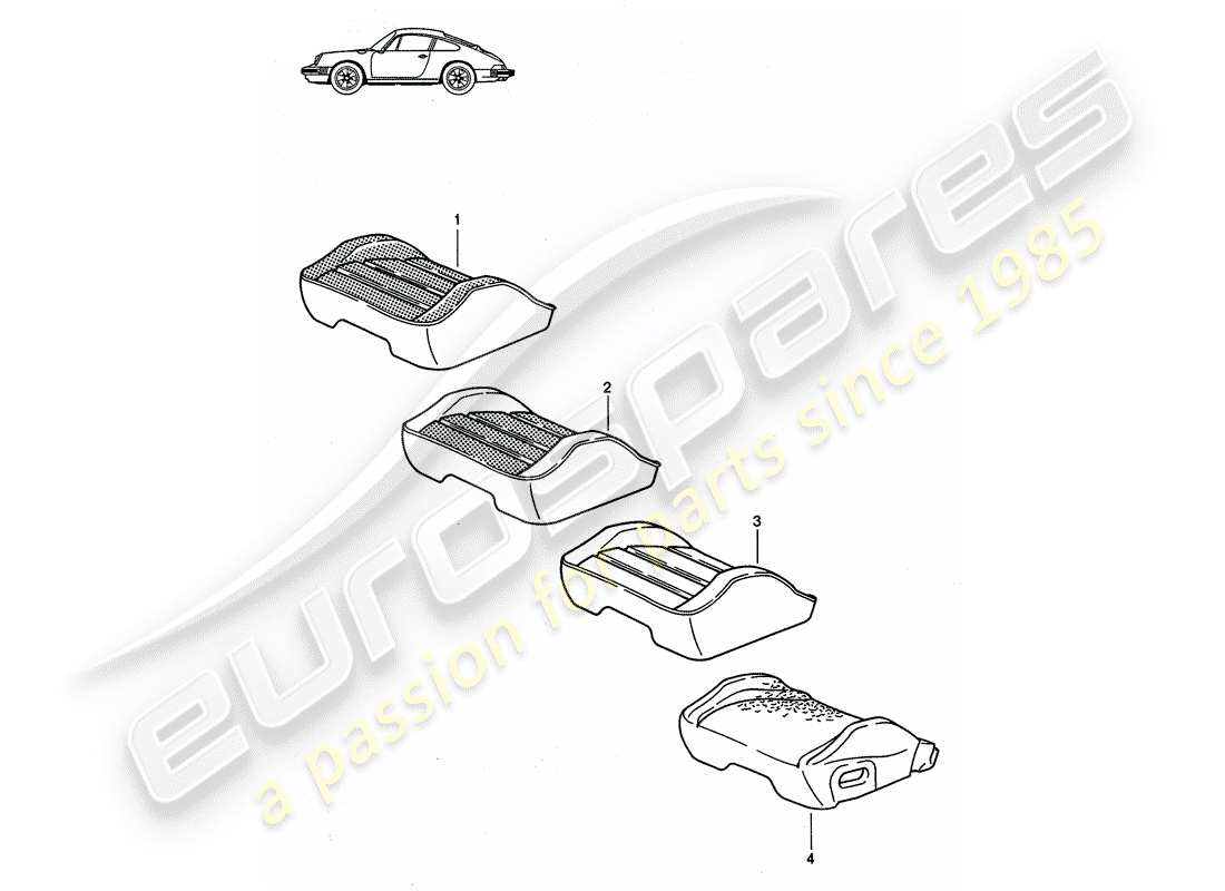 a part diagram from the porsche 1991 (seats for 944/968/911/928) parts catalogue