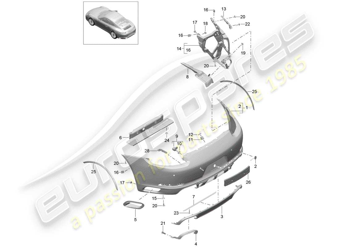 a part diagram from the porsche 991 parts catalogue