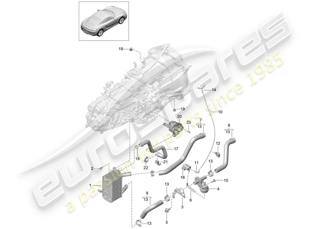 VIEW PARTS DIAGRAMS FROM THE PORSCHE CAYMAN PARTS CATALOGUE a part diagram from the porsche cayman parts catalogue