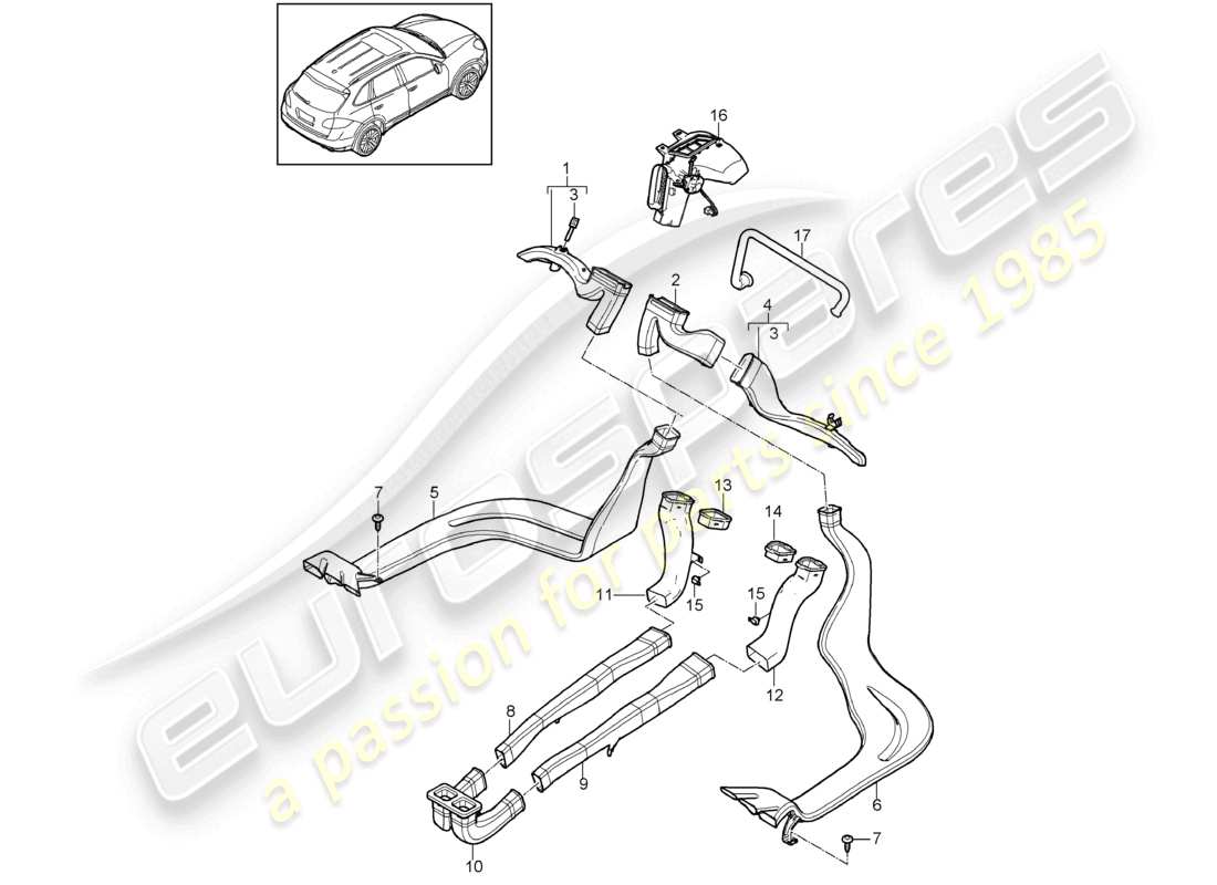 VIEW PARTS DIAGRAMS FROM THE PORSCHE CAYENNE PARTS CATALOGUE a part diagram from the porsche cayenne parts catalogue
