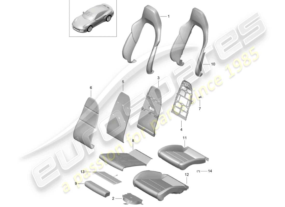 a part diagram from the porsche 2020 (991-2 turbo) parts catalogue