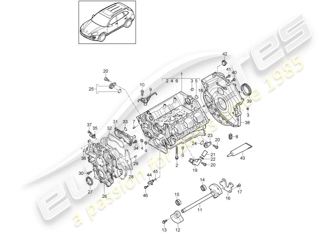 a part diagram from the porsche 2012 (cayenne e2 92a) parts catalogue