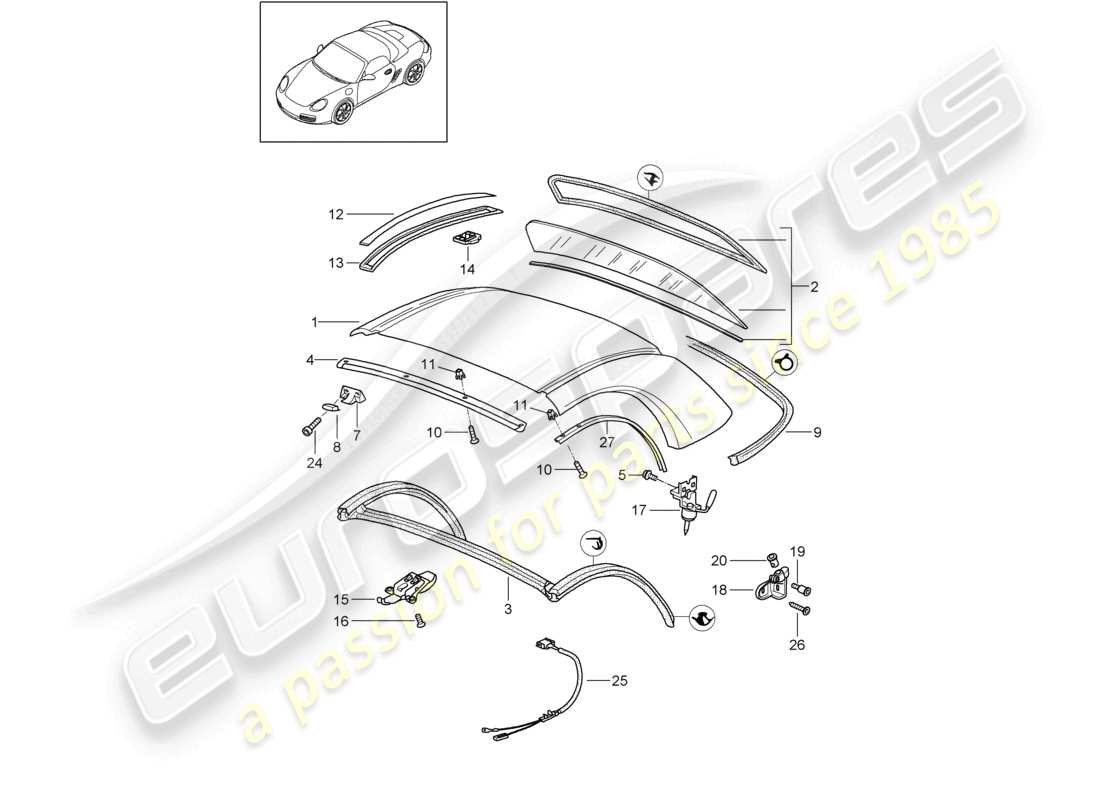 a part diagram from the porsche 2012 (987 boxster) parts catalogue