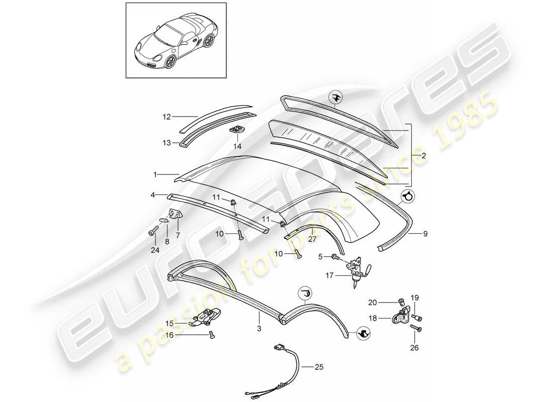 a part diagram from the porsche 2010 (987 boxster) parts catalogue