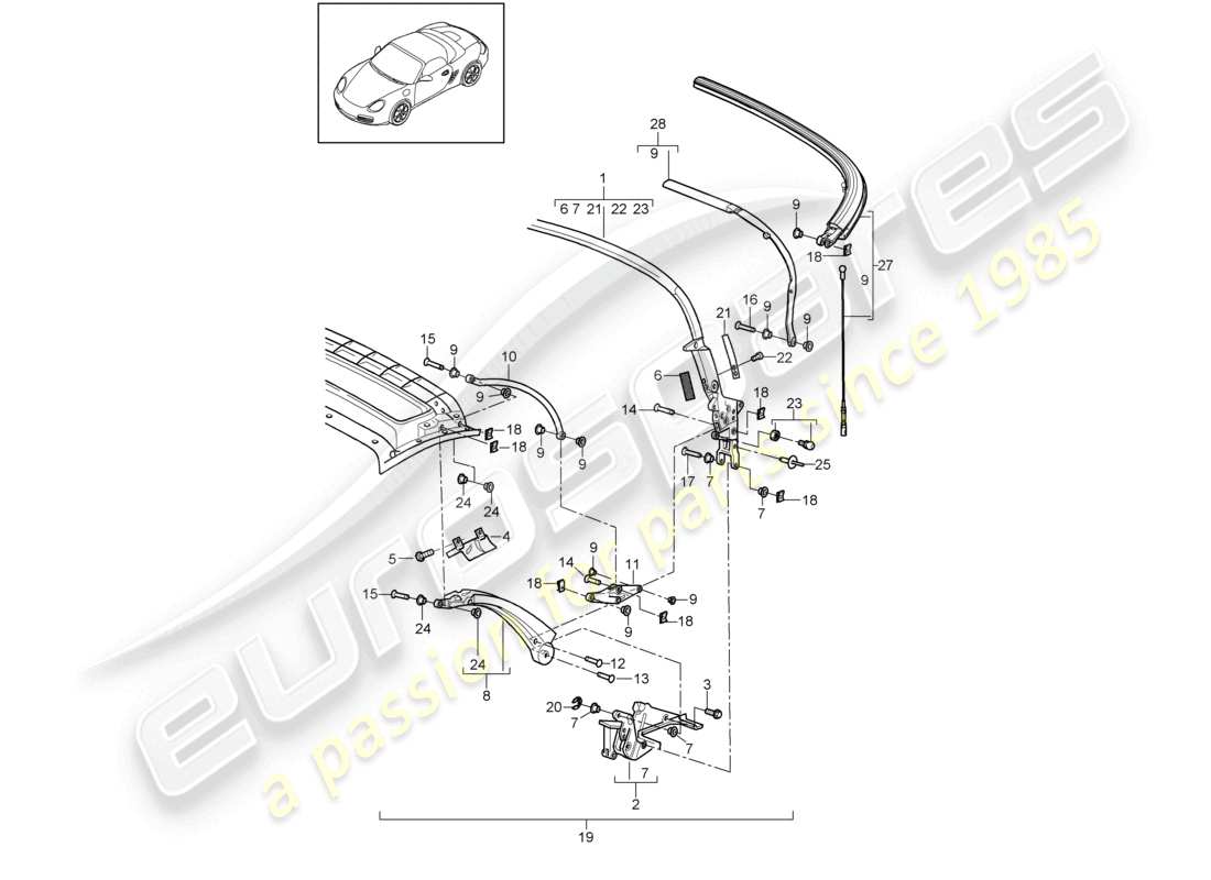 VIEW PARTS DIAGRAMS FROM THE PORSCHE BOXSTER PARTS CATALOGUE a part diagram from the porsche boxster parts catalogue