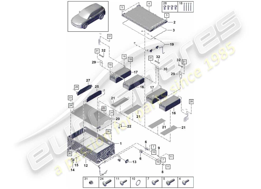 a part diagram from the porsche cayenne parts catalogue