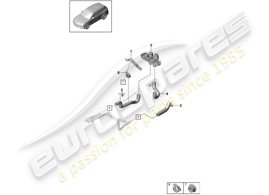 VIEW PARTS DIAGRAMS FROM THE PORSCHE CAYENNE PARTS CATALOGUE a part diagram from the porsche cayenne parts catalogue