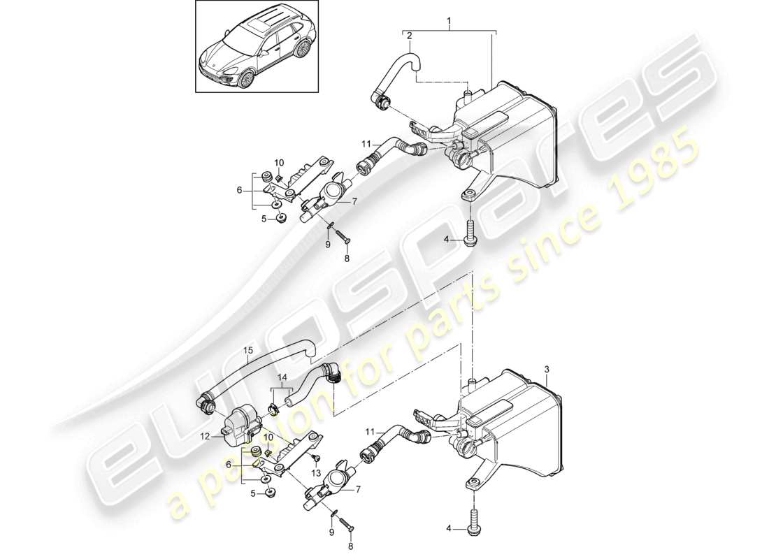VIEW PARTS DIAGRAMS FROM THE PORSCHE CAYENNE PARTS CATALOGUE a part diagram from the porsche cayenne parts catalogue