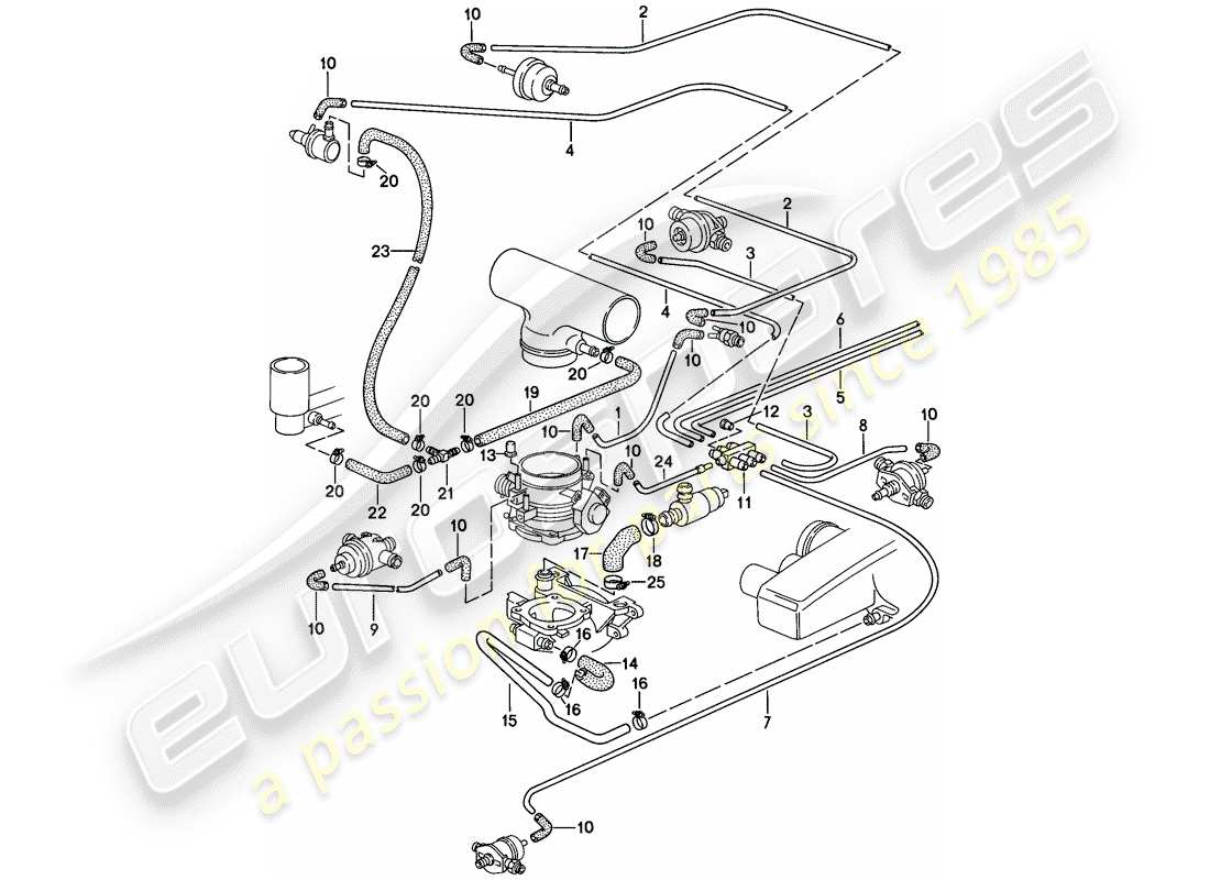 a part diagram from the porsche 1985 (928) parts catalogue