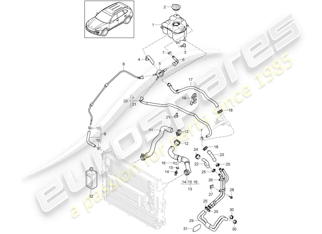 a part diagram from the porsche cayenne parts catalogue