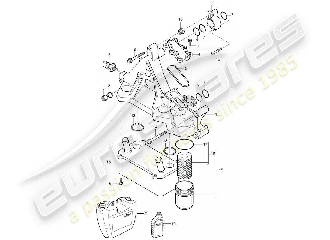 porsche 2005 (cayenne e1 9pa) oil filter part diagram