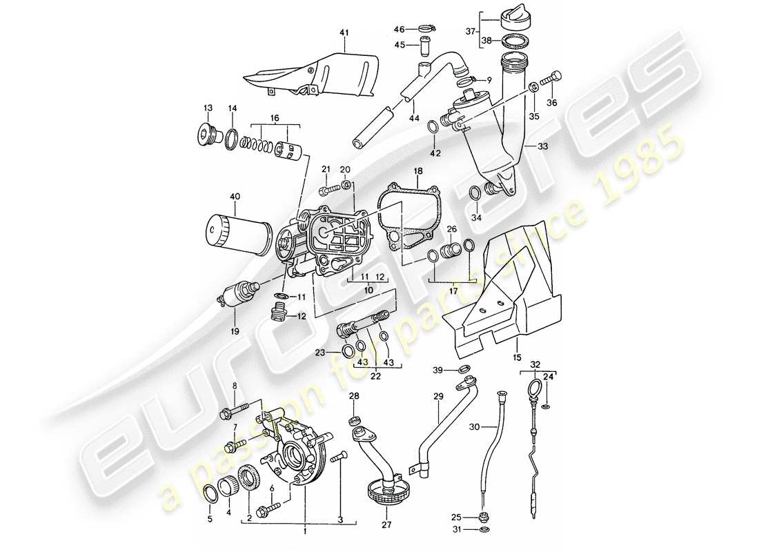 porsche 1990 (944) engine lubrication part diagram