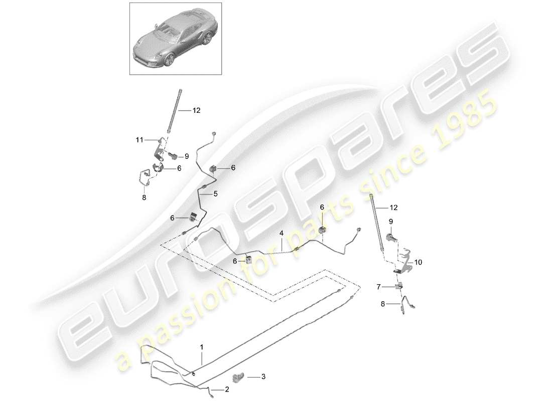 porsche 2014 (991-1 turbo) brake line part diagram