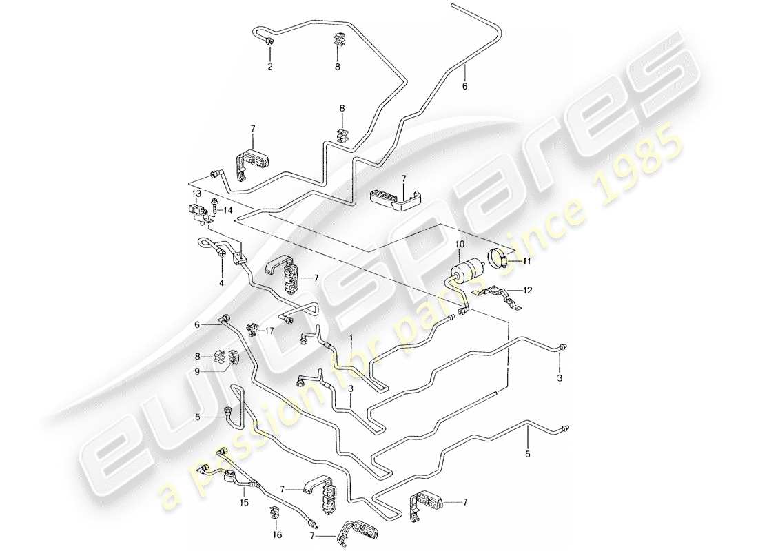 porsche 2004 (986 boxster) fuel system part diagram