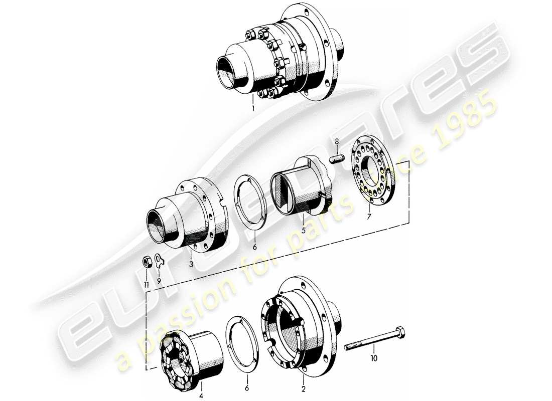 porsche 1962 (356b/356c) limited slip differential part diagram