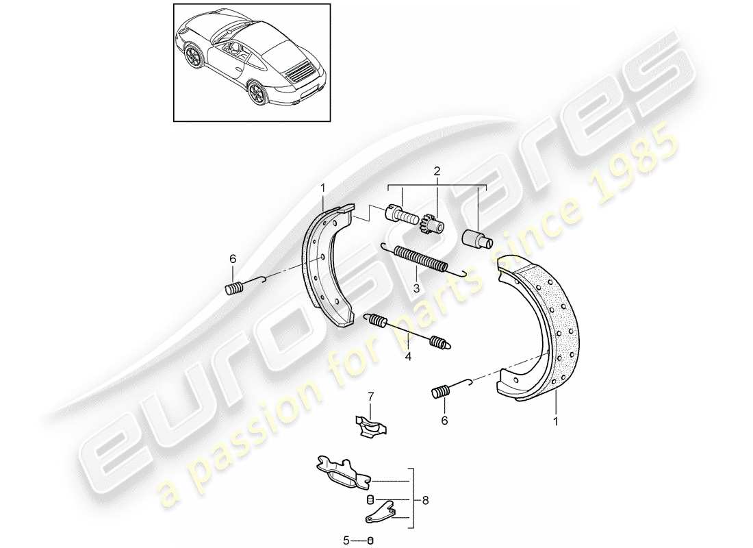 porsche 2010 (997-2) handbrake part diagram