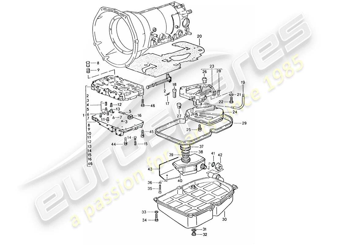 porsche 1993 (928) automatic transmission - shift-valve body part diagram