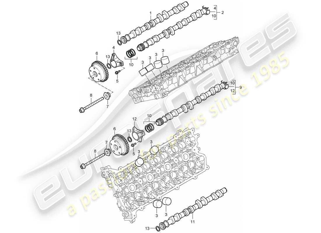 porsche 2004 (cayenne e1 9pa) camshaft part diagram