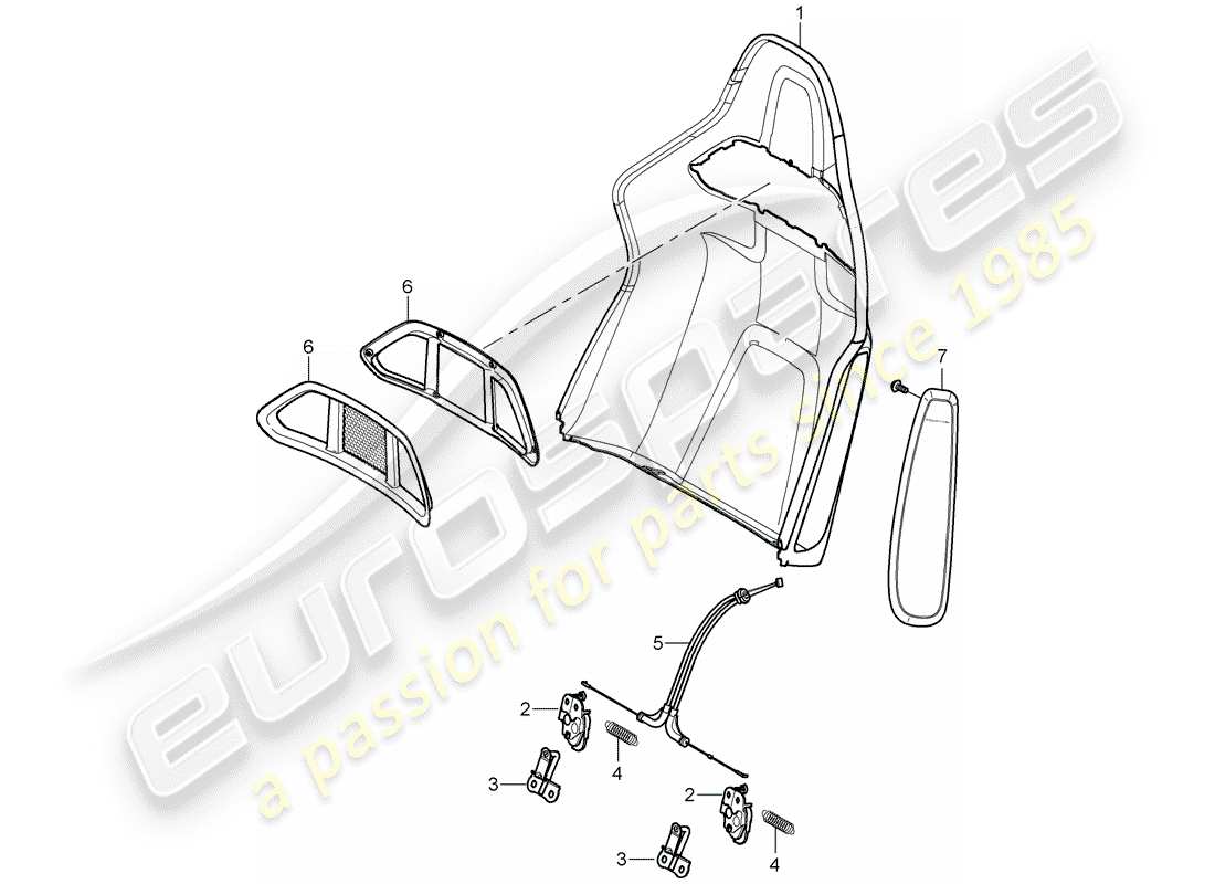porsche 2008 (997-1 turbo / gt2) backrest shell part diagram