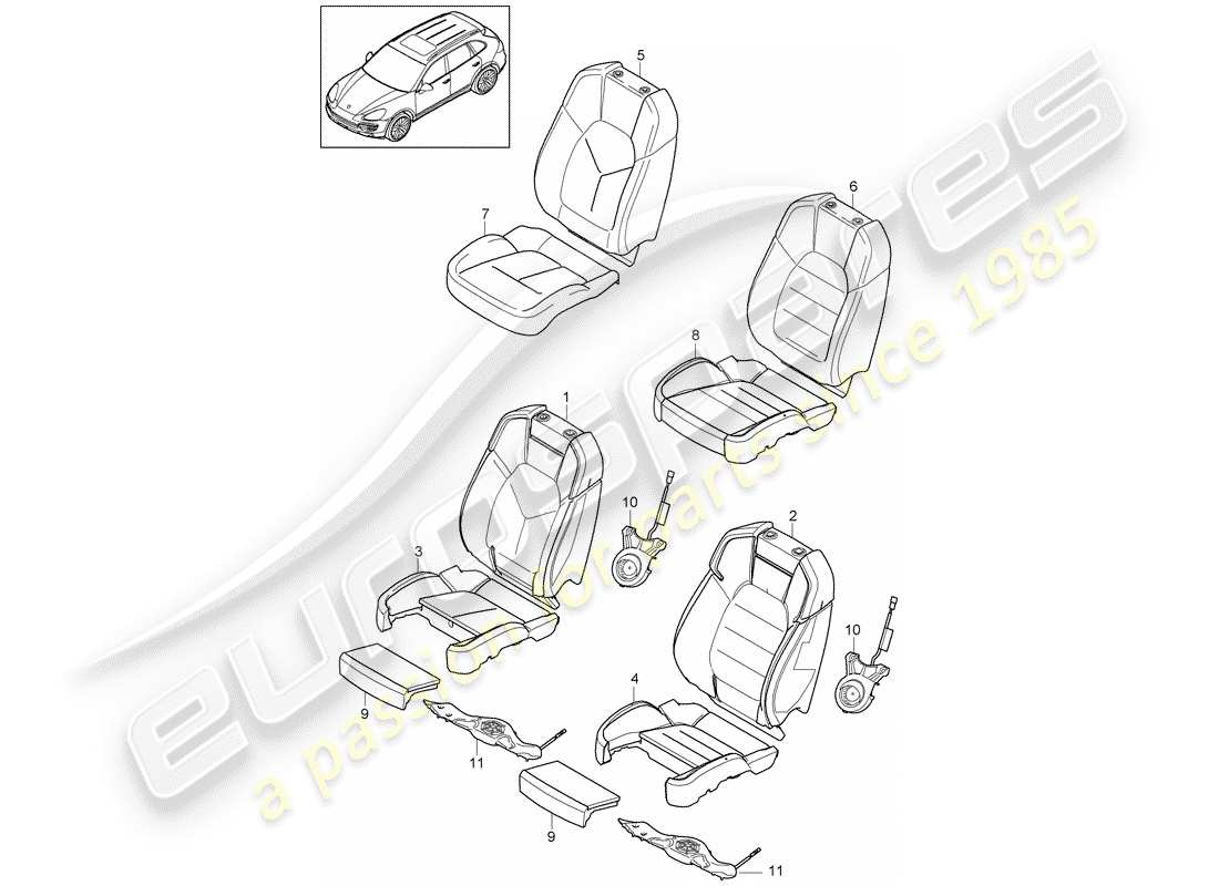 porsche 2015 (cayenne e2 92a) foam part part diagram